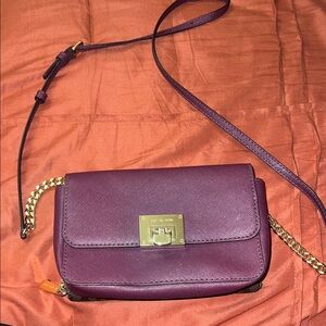 Michael Kors Plum Crossbody Bag with Gold Accents